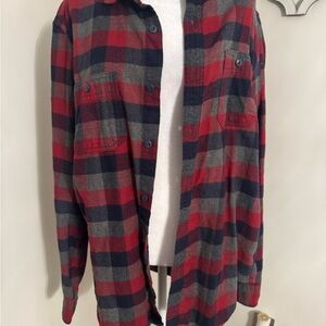 J. Crew Red and Navy Flannel Shirt